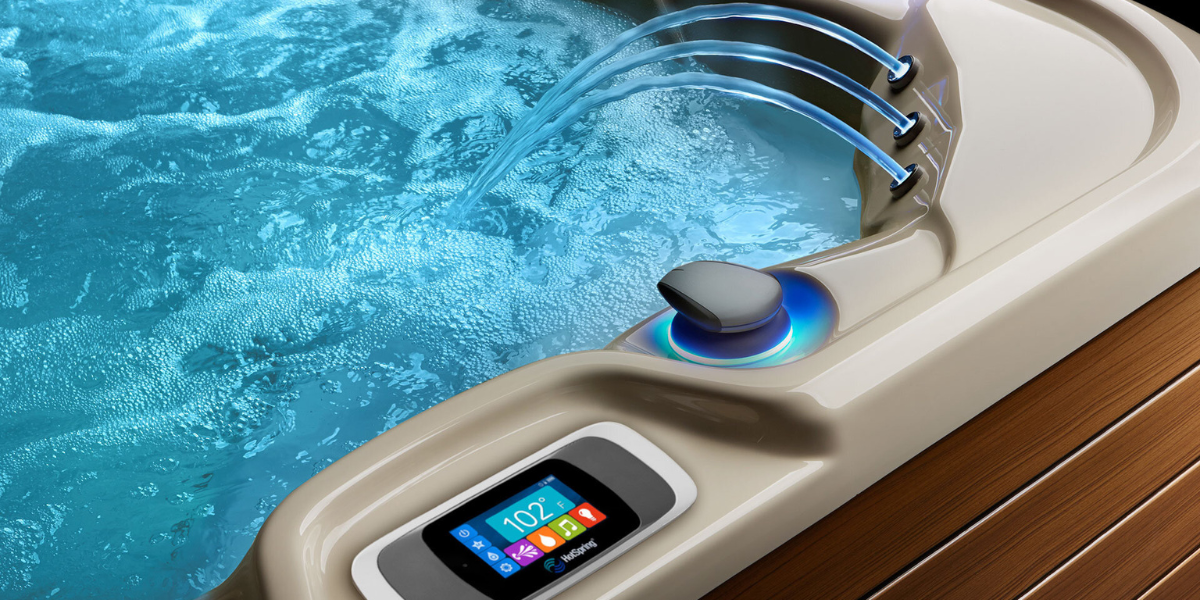 close-up of a hot tub with water