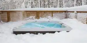 snow around hot tub